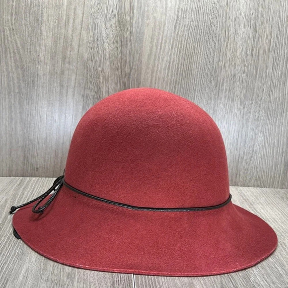 Scala Hat Womens One Size Collezione Wool Felt Leatherette Band Cloche  Red - Picture 2 of 10